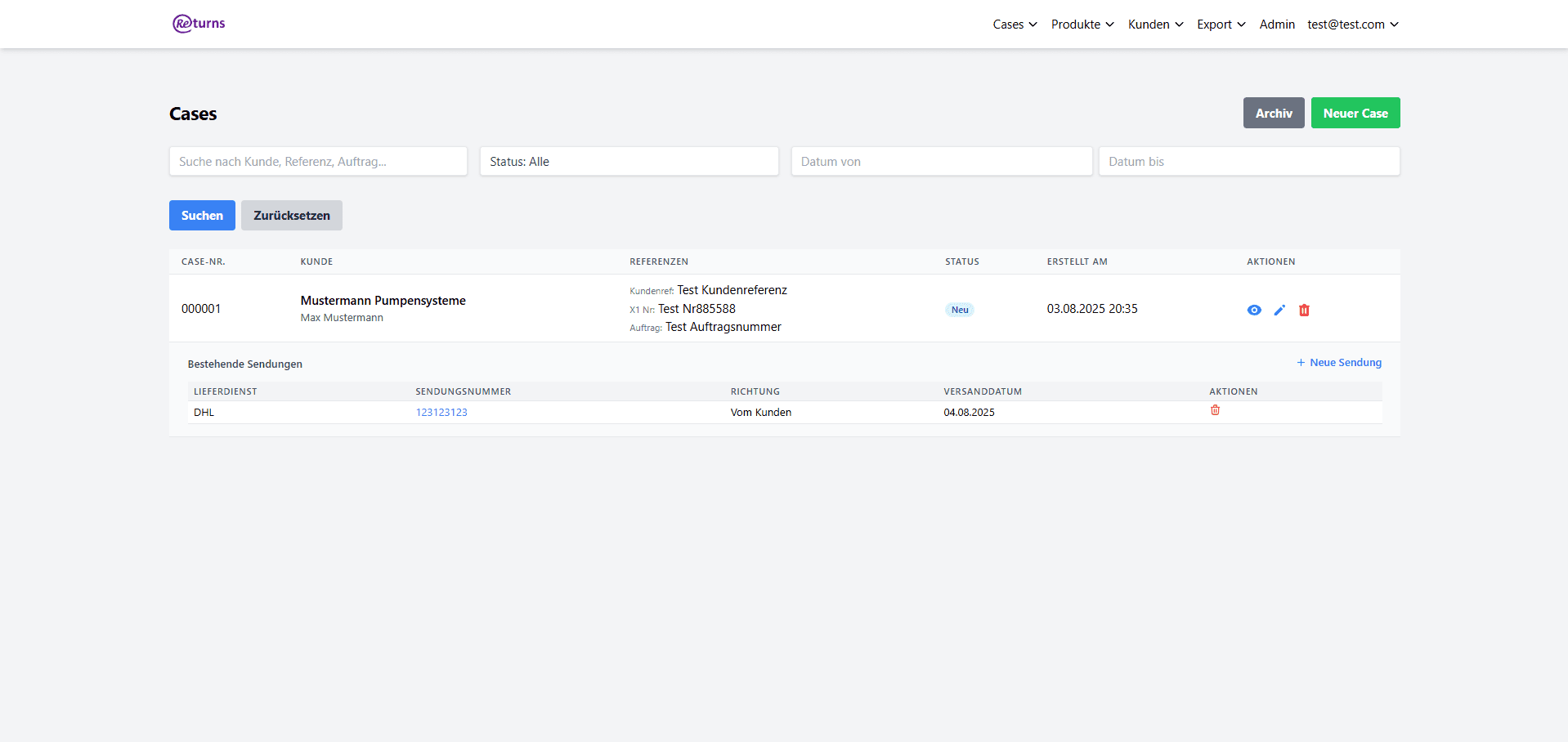 Retouren-System für die Pumpenindustrie